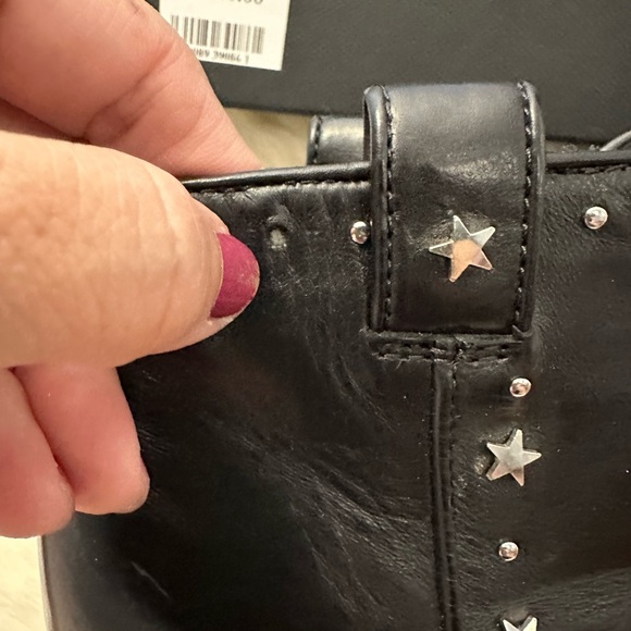 LAURENCE DECADE 37.5 Pete Star Studs black leather heeled bootie boots - Picture 4 of 13